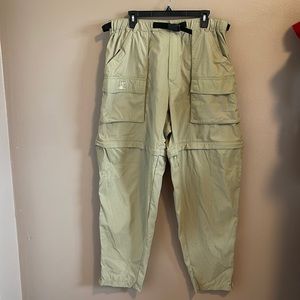 BIG POCKETS Nylon Outdoor Pants Zip Off To Shorts Zip Up Side Hem Pants Sz XL